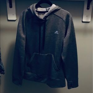 Grey adidas hoodie with thumb holes